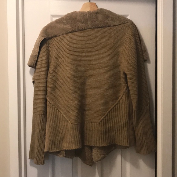 Light Brown Faux Fur Waterfall Cardigan (Size XL) - Picture 3 of 5